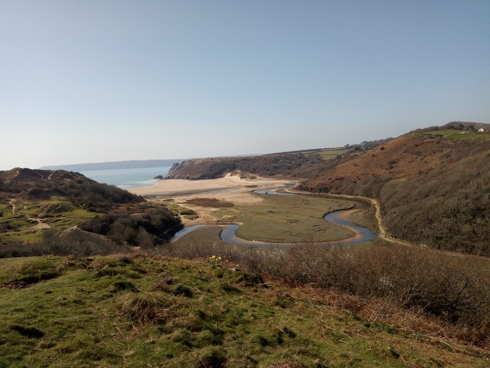 Three Cliffs Bay on the Gower Peninsula at low tide